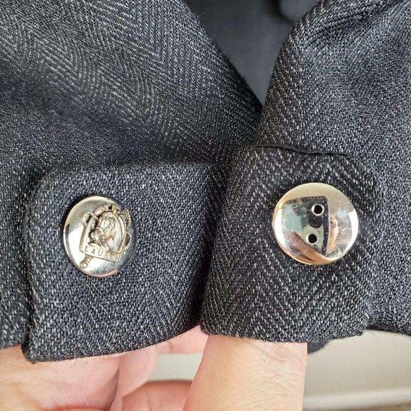 Vintage Ralph Lauren Black Herringbone Wool Blazer - Picture 11 of 14